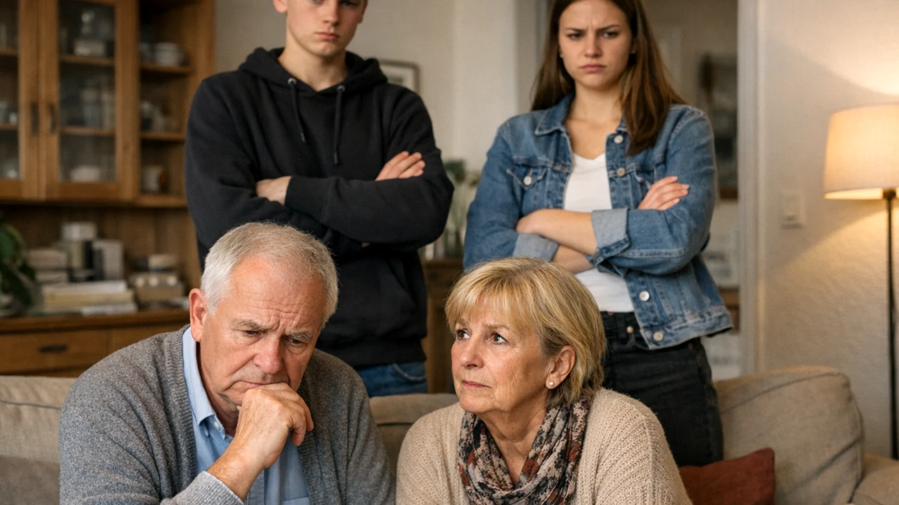 Die Großeltern haben große Schwierigkeiten, ihren Enkeln gegenüber 'Nein' zu sagen. Sie erfüllen fast jeden Wunsch der Jugendlichen, aus Angst, ihre Zuneigung zu verlieren oder als streng wahrgenommen zu werden. Dies führt dazu, dass die Jugendlichen die Großeltern zunehmend unter Druck setzen, immer mehr Freiheiten, Geld oder Zugeständnisse zu fordern – und bei einer Ablehnung mit Gleichgültigkeit, Rückzug oder emotionaler Distanz reagieren."