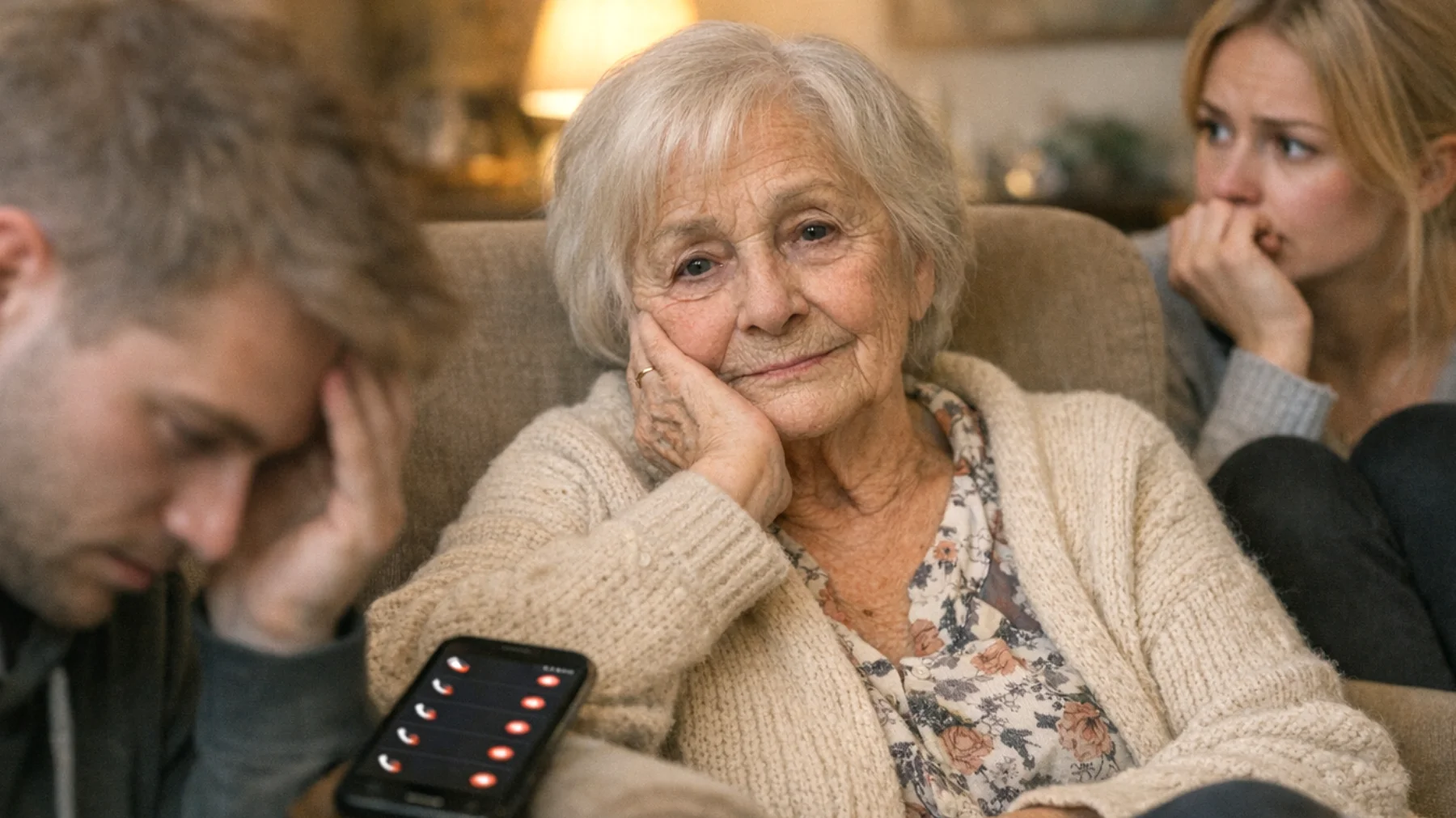 Die Großmutter bemerkt, dass ihre erwachsenen Enkelkinder (zwischen 20 und 28 Jahren) emotional und praktisch stark von ihr abhängig sind: Sie rufen sie mehrmals täglich an, wenden sich bei jeder kleinen Entscheidung an sie und scheinen nicht in der Lage zu sein, selbstständig zu handeln. Die Großmutter fühlt sich einerseits geliebt und gebraucht, andererseits erschöpft und besorgt über die fehlende Autonomie ihrer Enkelkinder im Erwachsenenleben."